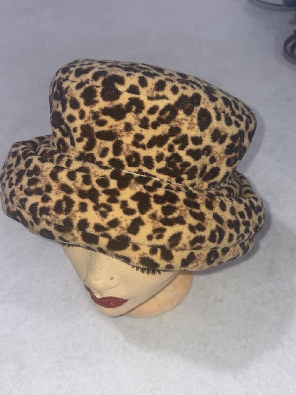 Merona Leopard Print Faux Fur Bucket Hat - Tan and Brown
